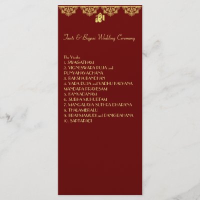 Simple and elegant Hindu Wedding Ceremony Program Cards for your Guests