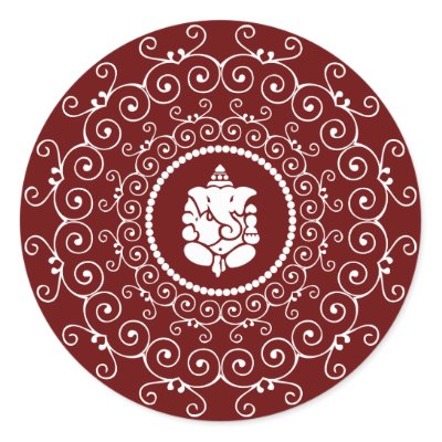 Ganesha Design Round Sticker