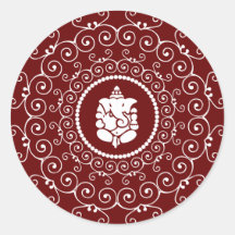 Ganesha Design Round Sticker