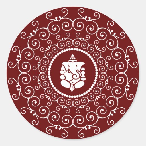 Ganesha Design Round Sticker