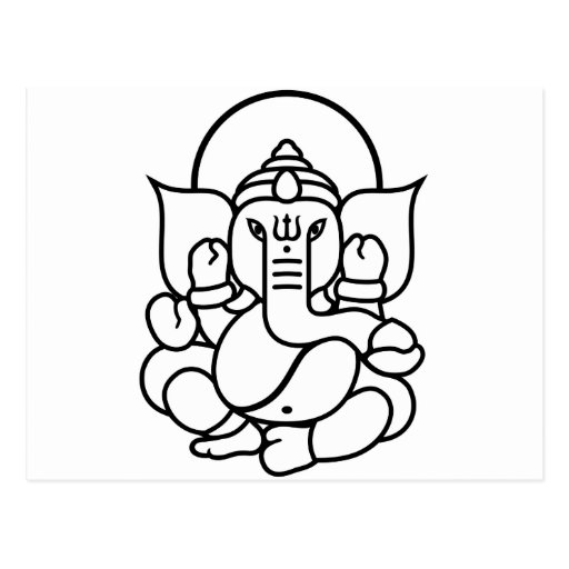 Ganesha Elephant No. 3 (black white) Postcard Zazzle