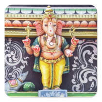 Ganesha God Statue Square Stickers