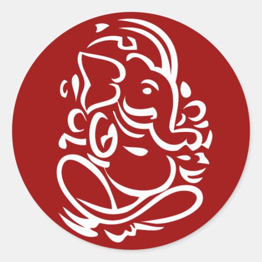 Ganesha Hindu God Sign Round Sticker Zazzle