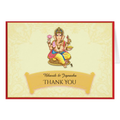 Ganesha Indian Wedding Thank You Card Zazzle