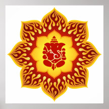 Ganesha Lotus Design Poster