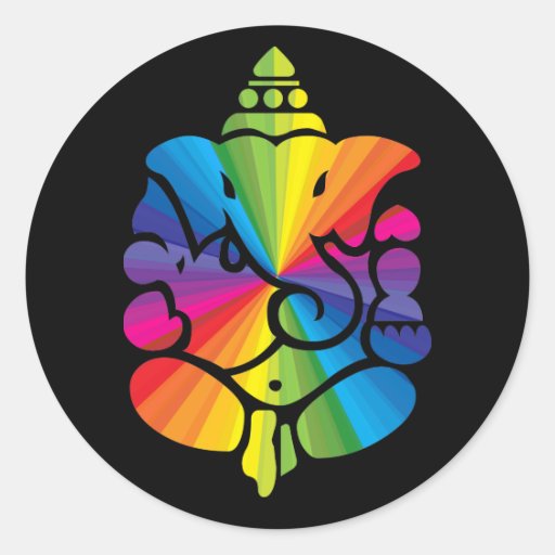Ganesha Rainbow Sign Classic Round Sticker Zazzle