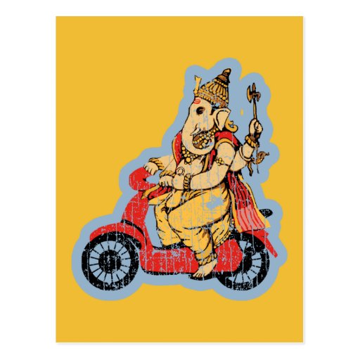 Ganesha Riding a Scooter Postcard