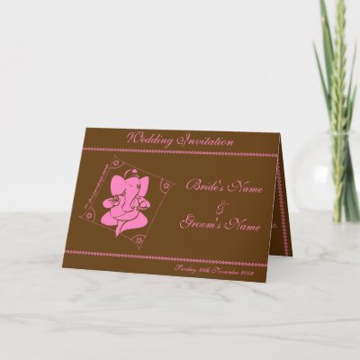 Ganesha Wedding Invitation Chocolate Pink Card by pooja1008