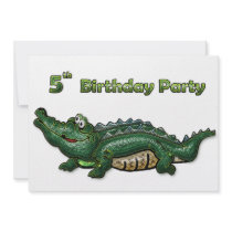 Gang Green Gator 5th Birthday Personalized Invites