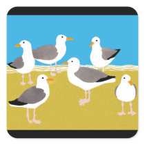 Gang of Seagulls at the Ocean Edge Sticker