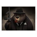 bear, mob, mobster, machine, gun, black, suit, suits, animals, bears, grizzly, godfather, smoke, smoking, cigar, cartoon, drawing, sketch, greeting, card, cards