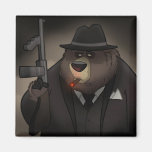 bear, mob, mobster, machine, gun, black, suit, suits, animals, bears, grizzly, godfather, smoke, smoking, cigar, cartoon, drawing, sketch, magnet, magnets