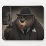 bear, mob, mobster, machine, gun, black, suit, suits, animals, bears, grizzly, godfather, smoke, smoking, cigar, cartoon, drawing, sketch, mousepad