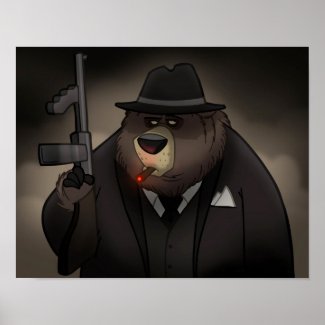 Gangster Bear Poster print