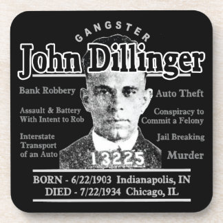 dillinger john gangster coaster drink coasters robber bank beverage zazzle