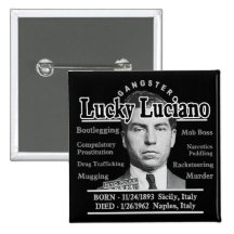 Gangster Lucky Luciano Pinback Button