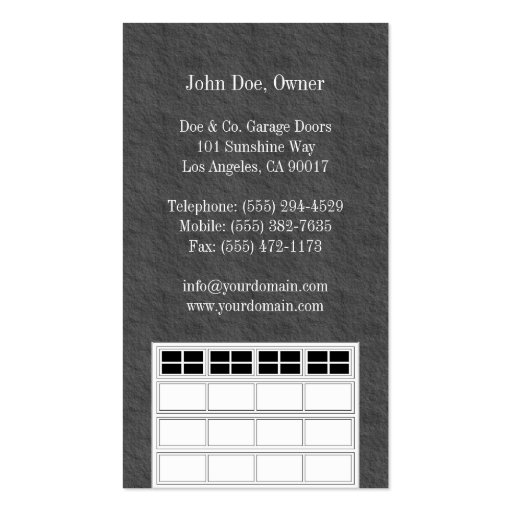 Garage Door Company Dark Grey Business Cards (back side)