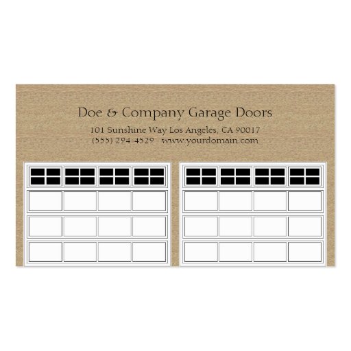 Garage Door Company Dark Tan Business Cards (front side)