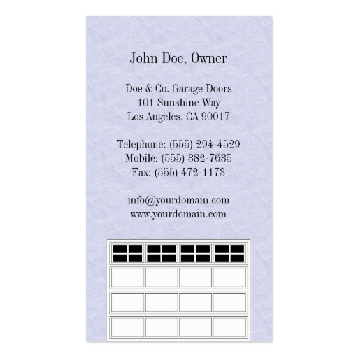 Garage Door Company Light Blue Business Card Templates (back side)