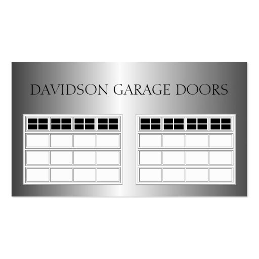 Garage Door Company Metallic Metal Business Cards