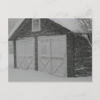 Garage in Snow postcard