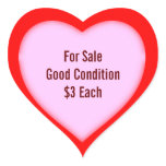 Garage Sale And Yard Sale Price Heart Labels Sticker