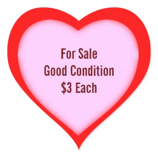 Garage Sale And Yard Sale Price Heart Labels sticker