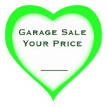 Garage Sale And Yard Sale Price Heart Shape Labels Sticker