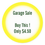 Garage Sale And Yard Sale Price Labels Round Sticker