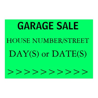 right arrow. GARAGE SALE SIGN - right arrow