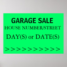 GARAGE SALE SIGN - right arrow Posters