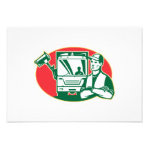Garbage Collector and Side Loader Rubbish Truck Personalized Invite
