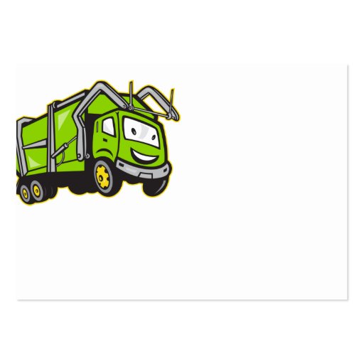 Garbage Rubbish Truck Cartoon Business Card Template (front side)