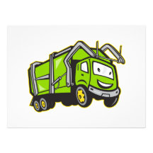 Garbage Rubbish Truck Cartoon Custom Invitation