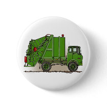 Garbage Truck Green Button Pin