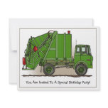 Garbage Truck Green Kids Party Invitation
