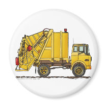 Garbage Truck Rear Loader Magnets by art1st Garbage Truck Rear Loader Magnets