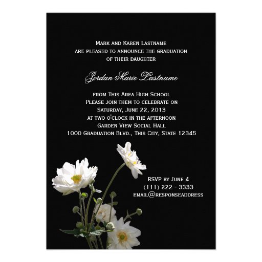 Garden Anemone Flower Graduation Invites