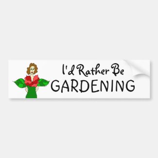 Garden Angel "I'd Rather Be Gardening" Car Bumper Sticker