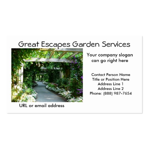 Garden Arbor Walkway Business Card Template (front side)