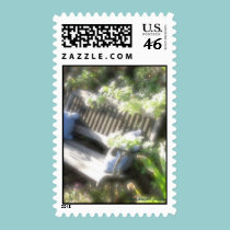 Garden Bench Poscard Postage stamps