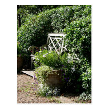 Garden bench postcard