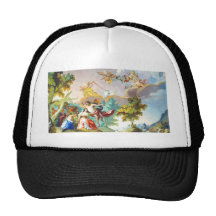 Garden Cherub Jesus Scene Trucker Hat