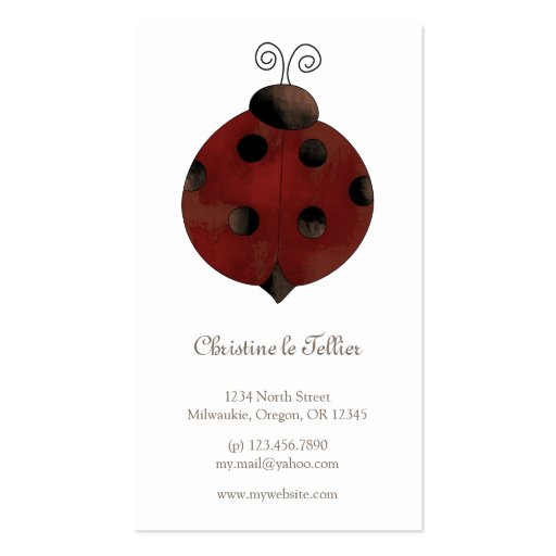 Garden Collection · Ladybug Business Card (front side)
