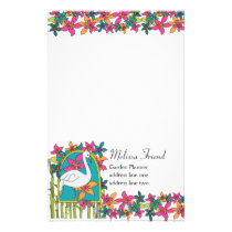 Garden Crane stationery