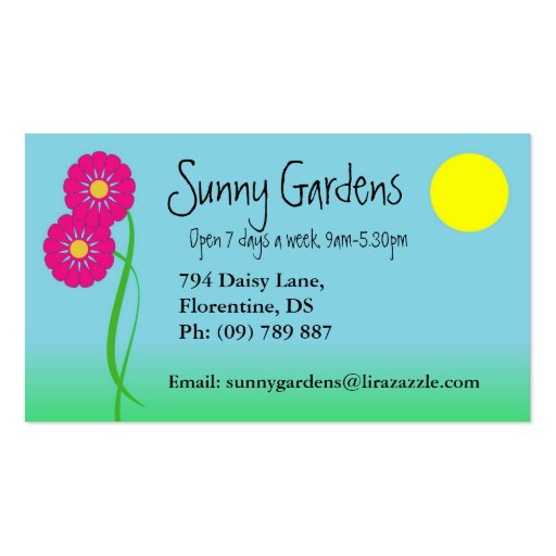 Garden design business card (front side)