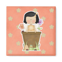 Garden Fairy in Flower Pot magnets by cutespot Garden Fairy in Flower Pot magnets