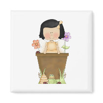 Garden Fairy in Flower Pot magnets by cutespot Garden Fairy in Flower Pot magnets