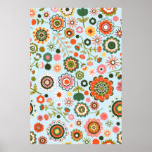 Garden flower drawings posters