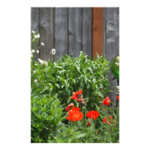 Garden Flowers at Fence Custom Stationery